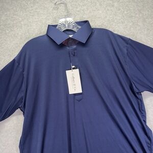 Collars & Co Dress Collar Polo Shirt Mens Large Blue Featherweight Performance